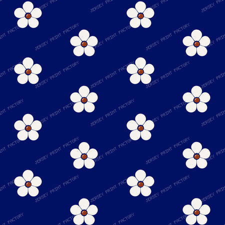 Polish Pottery Simple Cobalt Blue Daisies On Stoneware Ivory