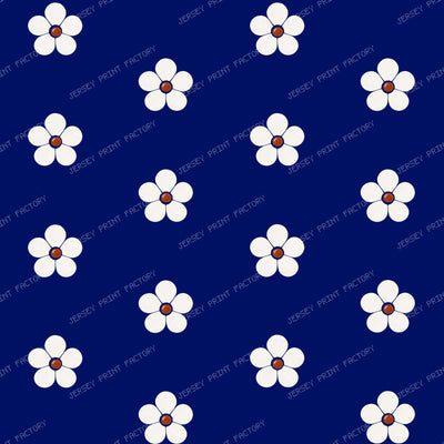 Polish Pottery Simple Cobalt Blue Daisies On Stoneware Ivory