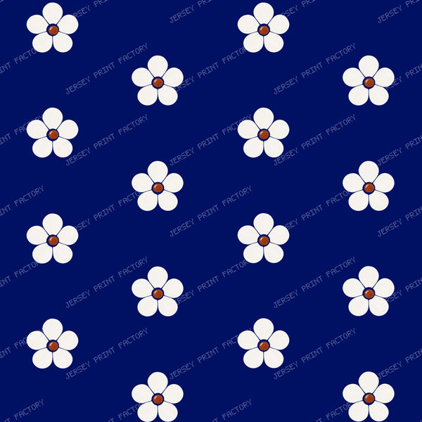 Polish Pottery Simple Cobalt Blue Daisies On Stoneware Ivory