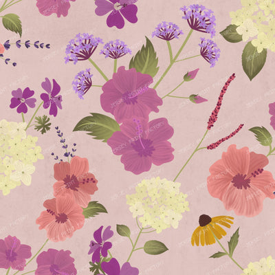 Vintage Cottage Garden Floral Botanical Flower Pattern — pink
