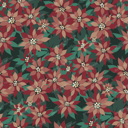 Christmas Blooms Poinsettias — earthy red and green