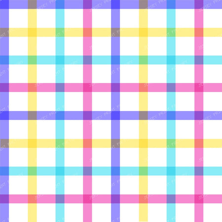 Bold Pastel Rainbow Plaid Fabric Colorful Checkered Spring Print Bright Easter Gingham Pattern — Bright