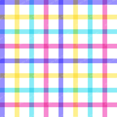 Bold Pastel Rainbow Plaid Fabric Colorful Checkered Spring Print Bright Easter Gingham Pattern — Bright
