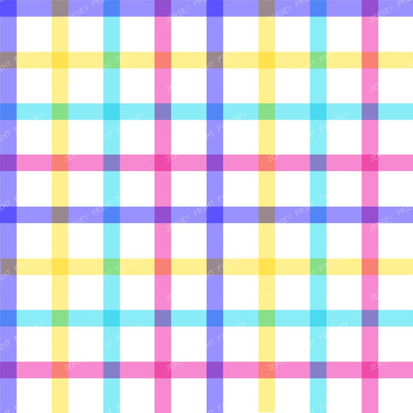 Bold Pastel Rainbow Plaid Fabric Colorful Checkered Spring Print Bright Easter Gingham Pattern — Bright