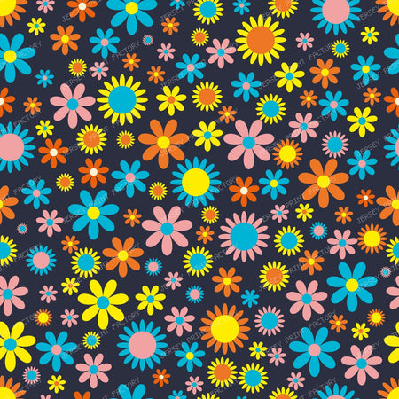 Colorful Flowers, Retro Flowers, Floral Pattern — Colorful 23