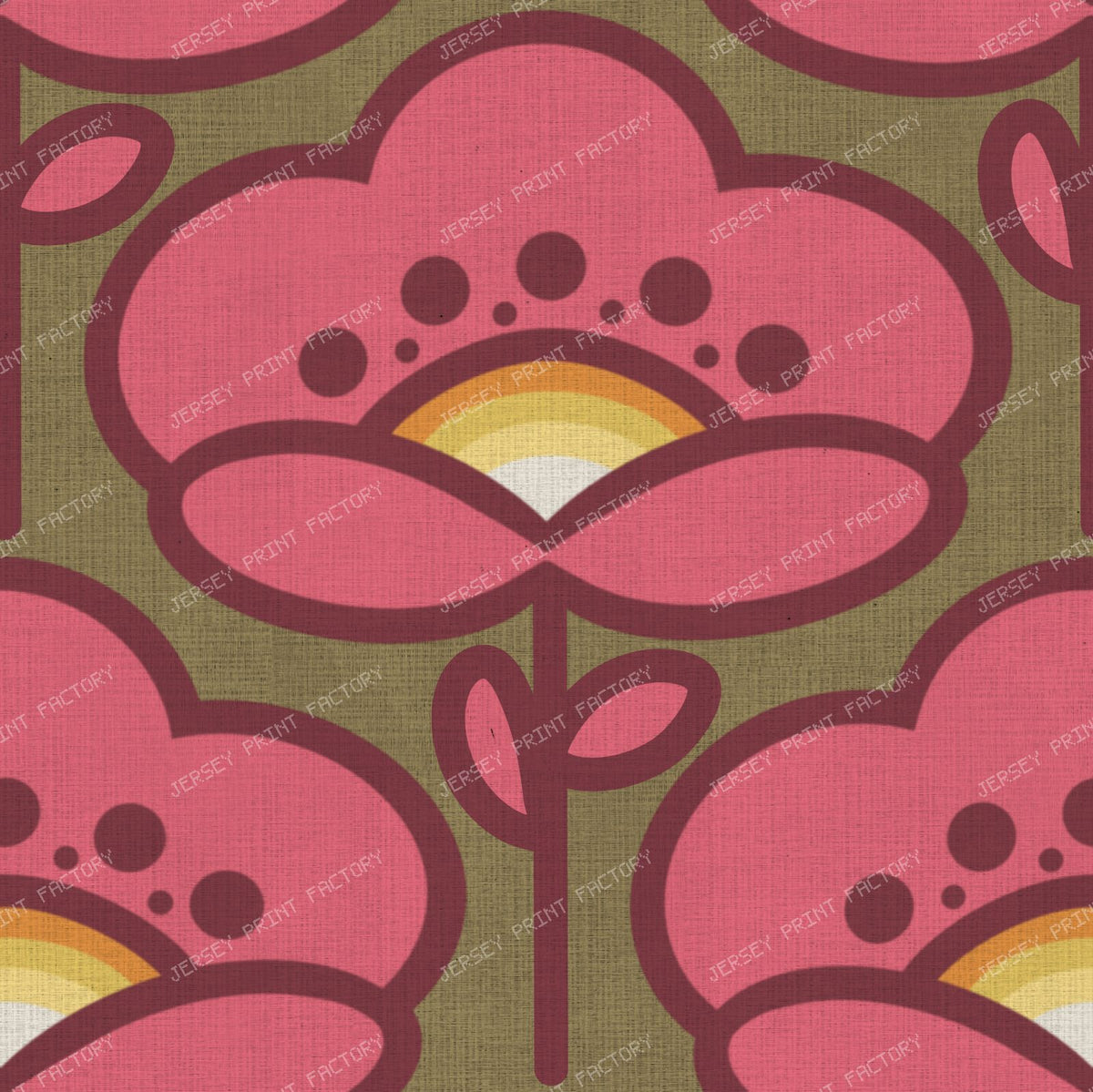 Ditsy Floral and Easter Eggs — 22 — on Olive Green