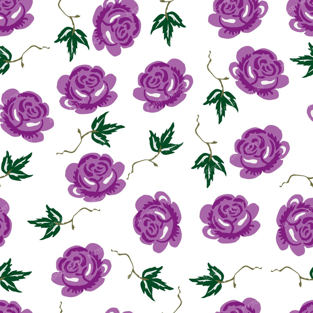 Blue Roses, Blue Flowers, Floral Pattern, Leaves, Boho — Purple 1