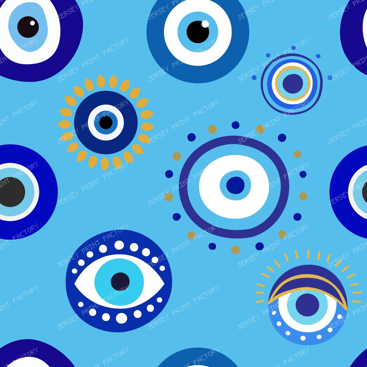 Evil Eye Pattern, Turkish Eye, Nazar, Mati, Mataki, Hamsa — Blue 2