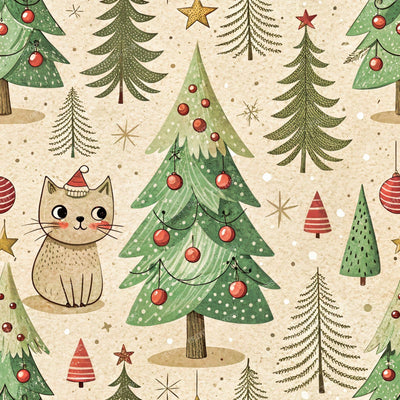 Cute Cats Surrender By Christmas Trees