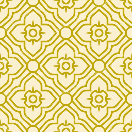 Thai Floral Pattern in Traditional Southeast Asian Style. Beige/golden.
