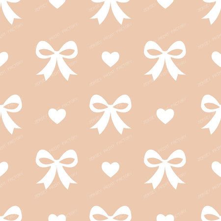 Bow Pattern, Coquette Bow, Ribbon, Cute Bow, White Bow, Hearts, Black — Beige 3