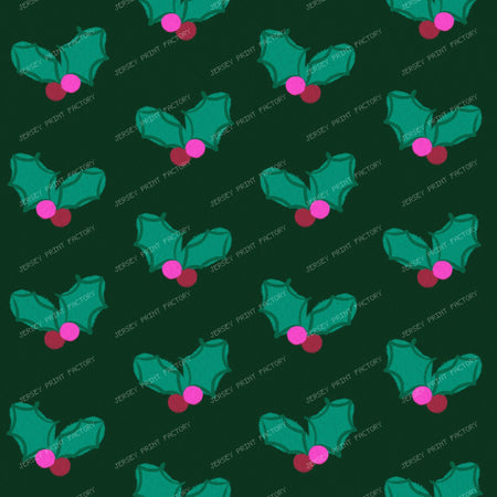 Christmas Holly on Purple — Dark Green