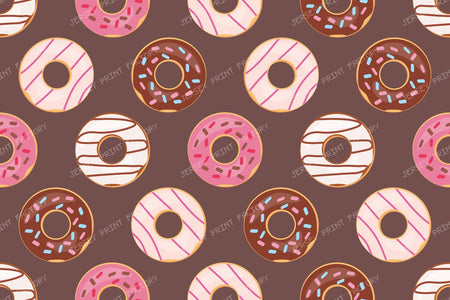 Donut Pattern, Pink Donuts, Brown Donuts, White Donuts, Sprinkles — Brown