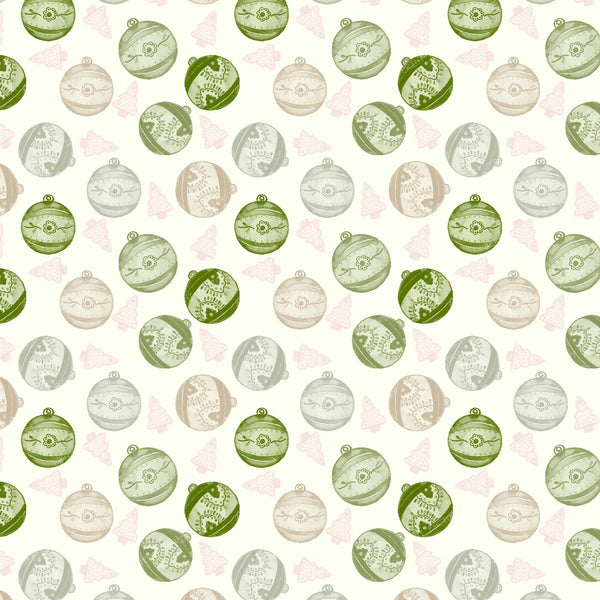 Christmas Ornament and Tree Toss Holiday Print - Sage Whisper