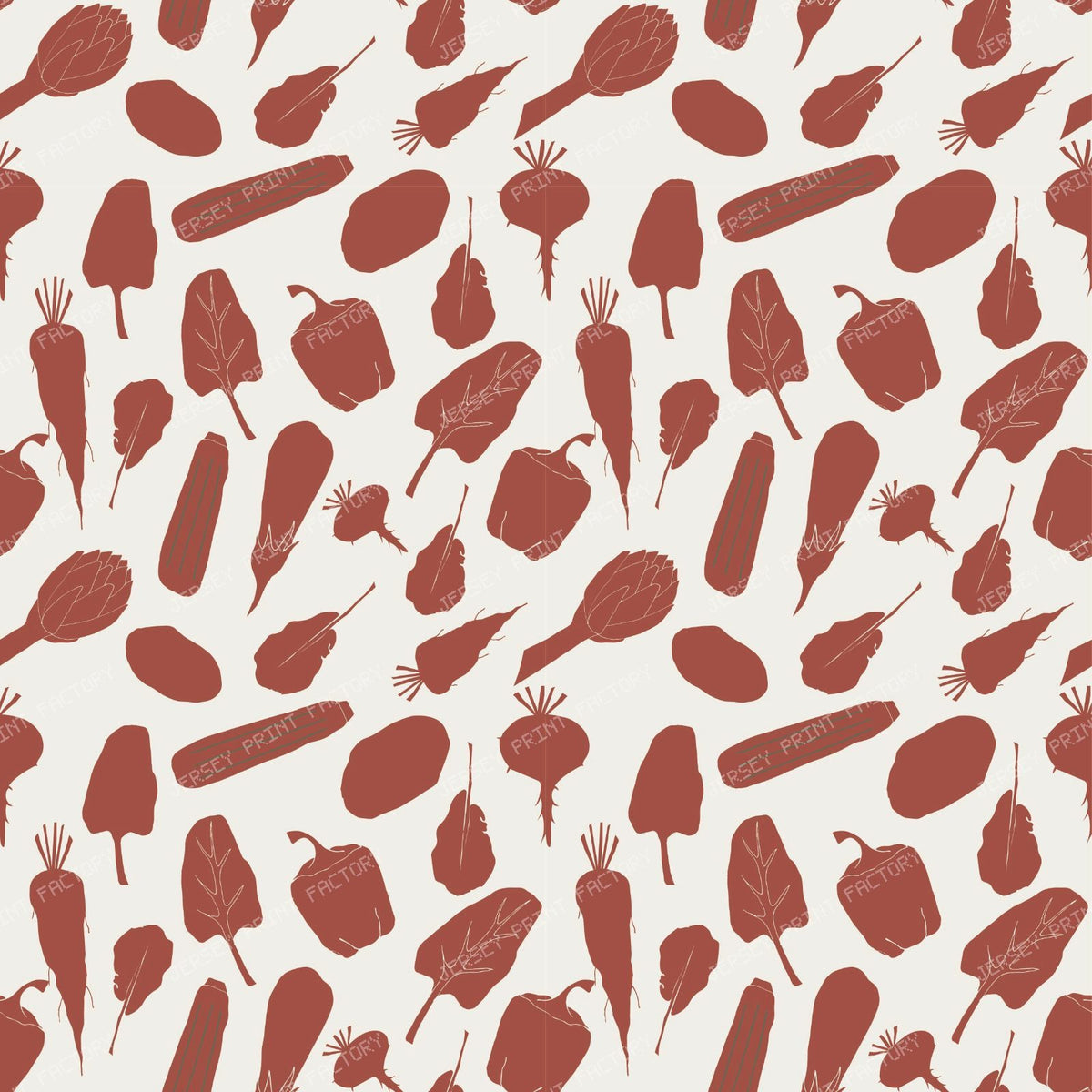 Farmer Market Veggies Multicolor — Terracotta on White