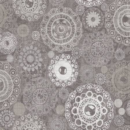 Vintage Ornamental Circles texturised taupe