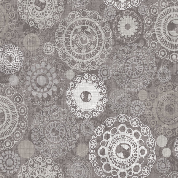 Vintage Ornamental Circles texturised taupe
