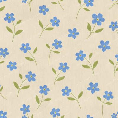 Hand Painted Blue Forget Me Not Floral Pattern