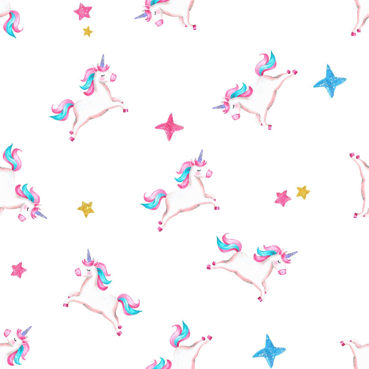 Unicorns and colourful stars