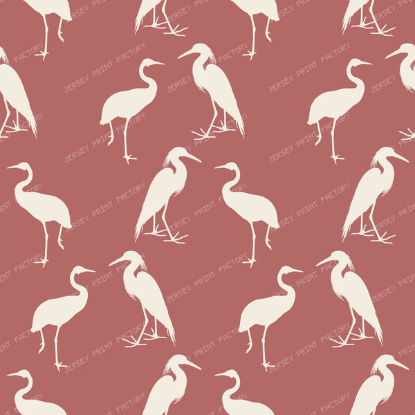 Heron Pattern, Bird Pattern, Egret, Crane, Nature — Red