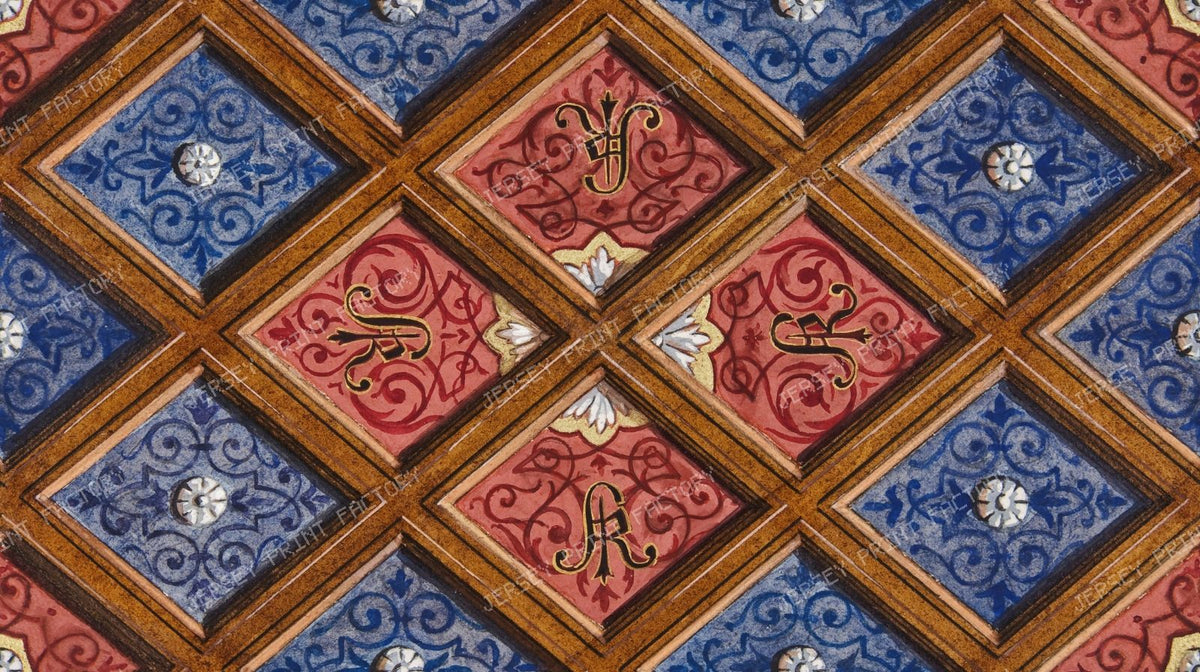design for coffered ceiling with initials