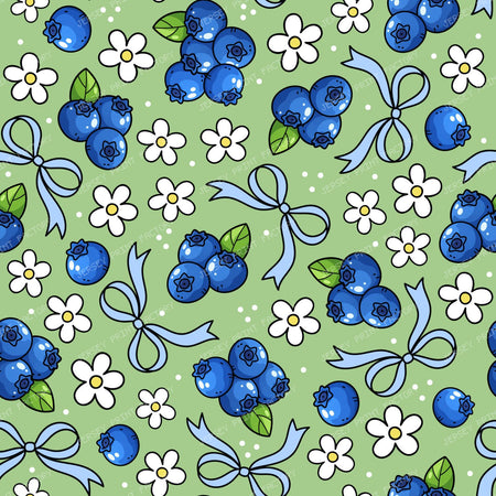 Blueberries Daisies And Bows Fruity Coquette Floral Butter Navy (1)
