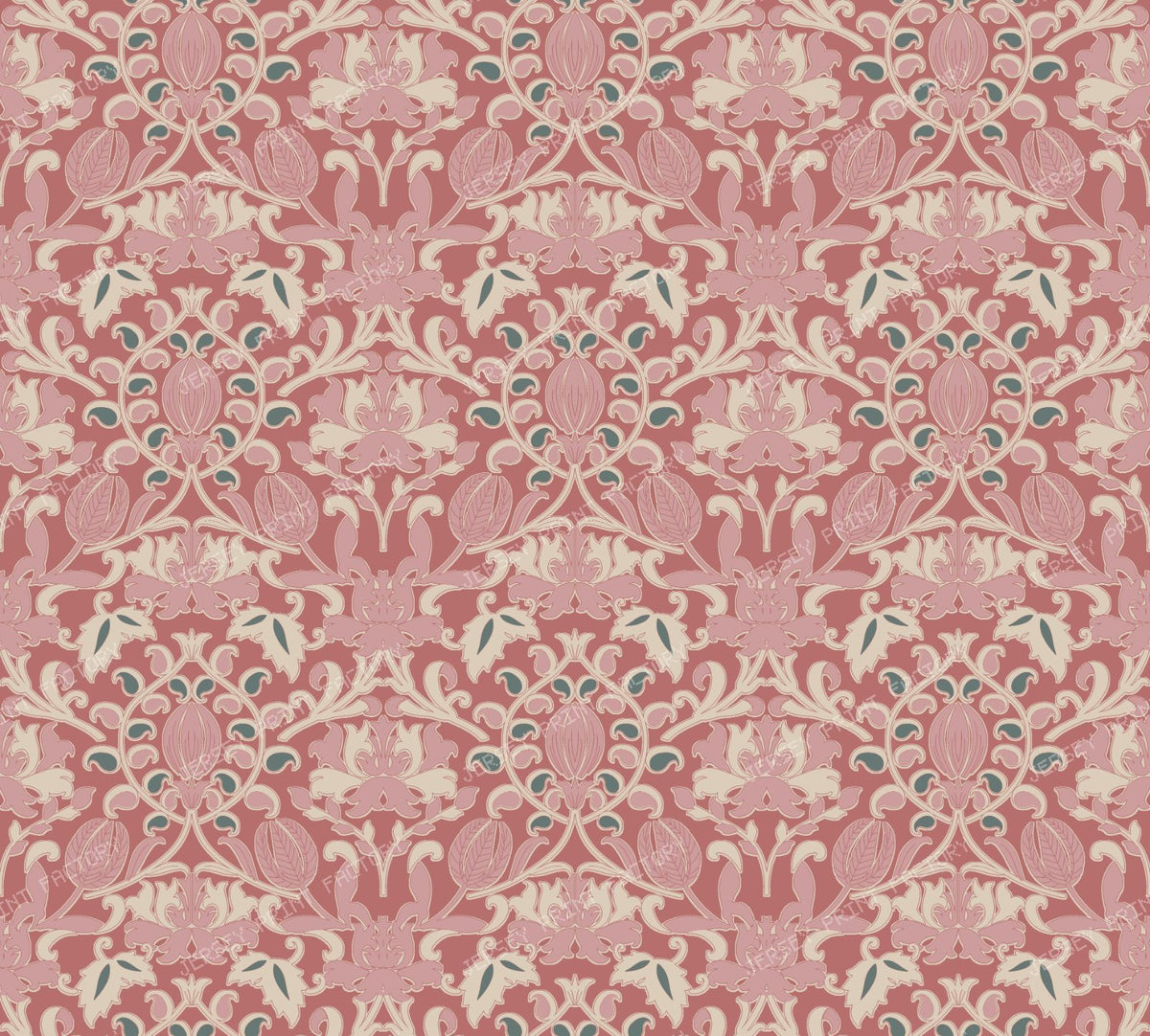 Soft Blush Pink and Peach Vintage Damask Pattern