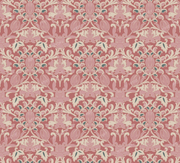 Soft Blush Pink and Peach Vintage Damask Pattern