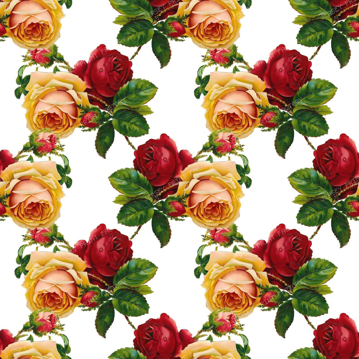 Red Roses, Yellow Roses, Floral Pattern, Leaves, Greenery, Boho