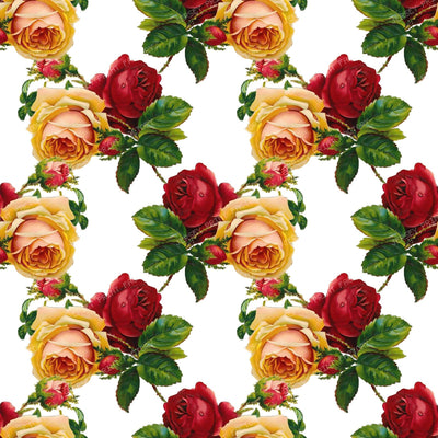 Red Roses, Yellow Roses, Floral Pattern, Leaves, Greenery, Boho
