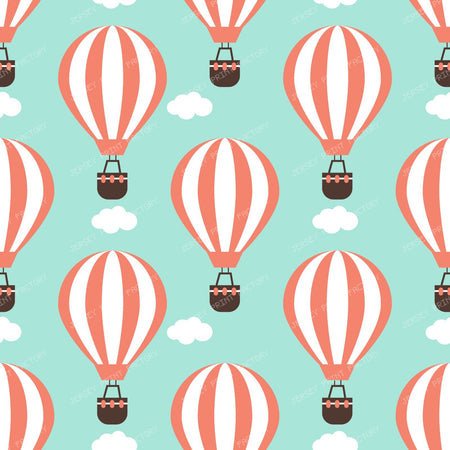 Orange Hot Air Balloons, Basket, Stripes, Clouds