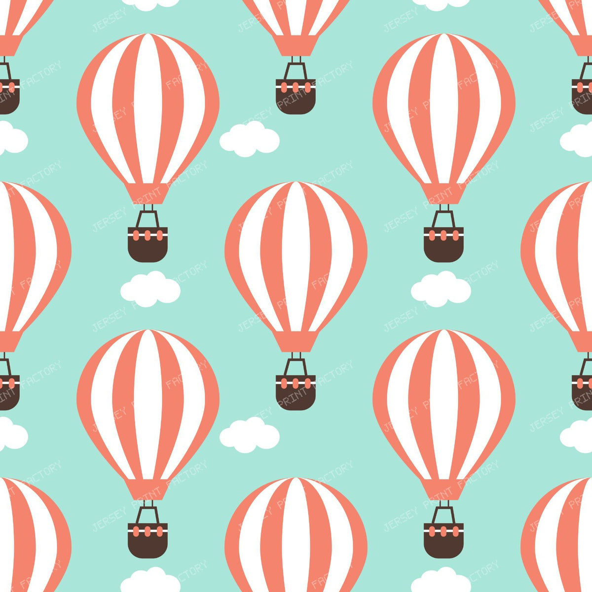 Orange Hot Air Balloons, Basket, Stripes, Clouds