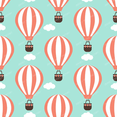 Orange Hot Air Balloons, Basket, Stripes, Clouds