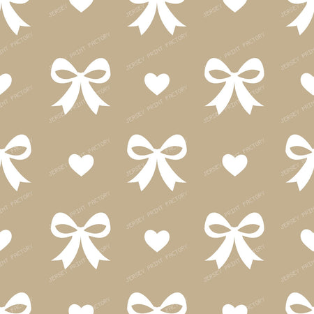 Bow Pattern, Coquette Bow, Ribbon, Cute Bow, White Bow, Hearts, Black — Beige 1