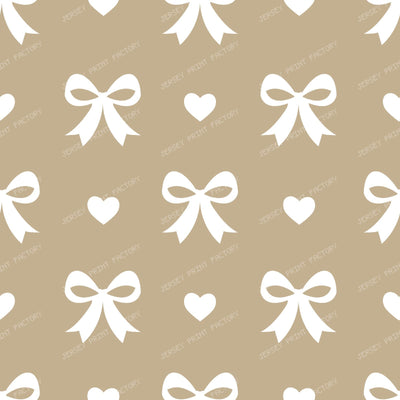 Bow Pattern, Coquette Bow, Ribbon, Cute Bow, White Bow, Hearts, Black — Beige 1