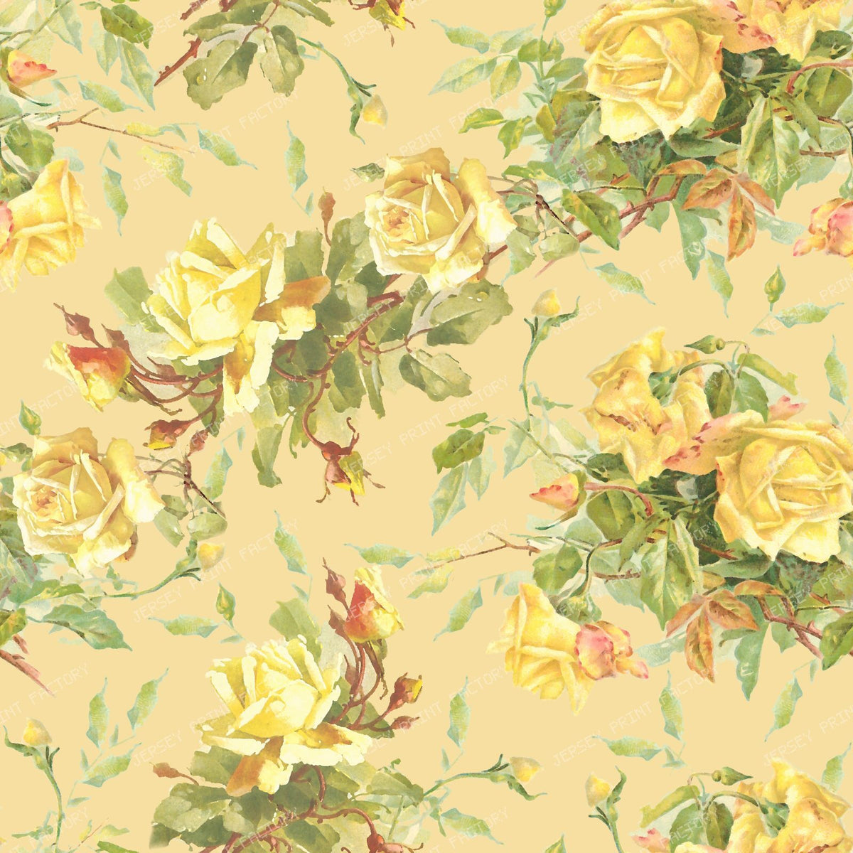 A Grandmillennial Garland of Yellow Roses On Mocha Mousse Brown — Buttercream