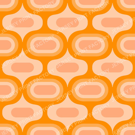 Retro Atomic Ogee Pastel Orange Fabric