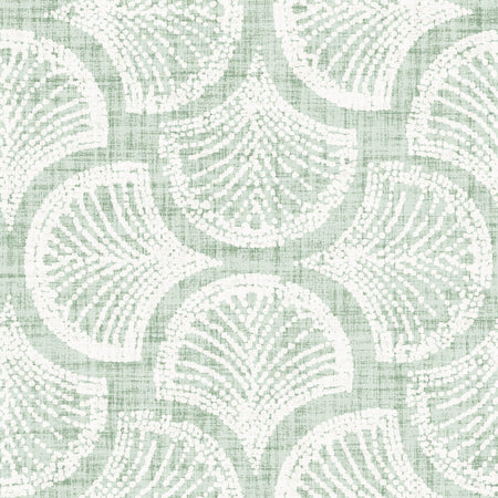 Powder Blue Ginkgo Fan Scallop Batik — sage green