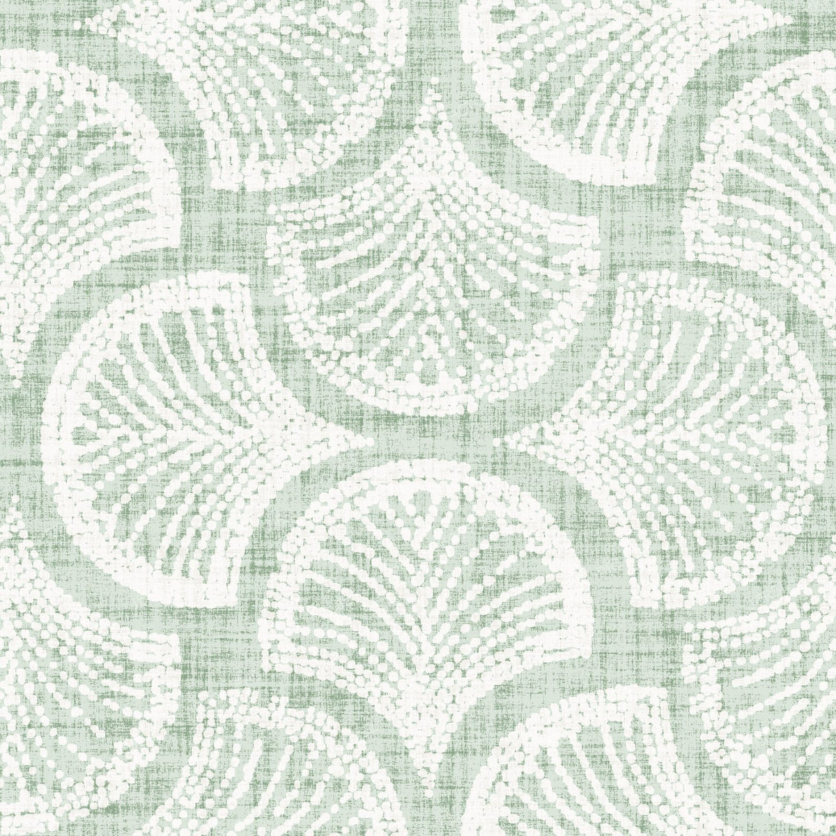 Powder Blue Ginkgo Fan Scallop Batik — sage green