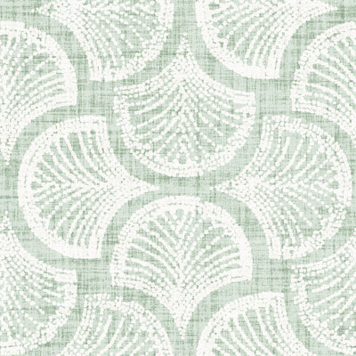 Powder Blue Ginkgo Fan Scallop Batik — sage green