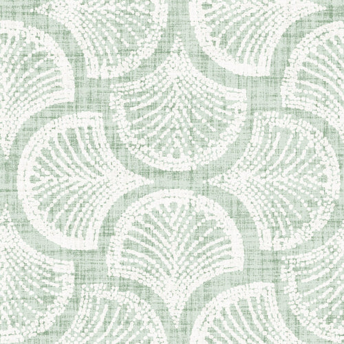 Powder Blue Ginkgo Fan Scallop Batik — sage green