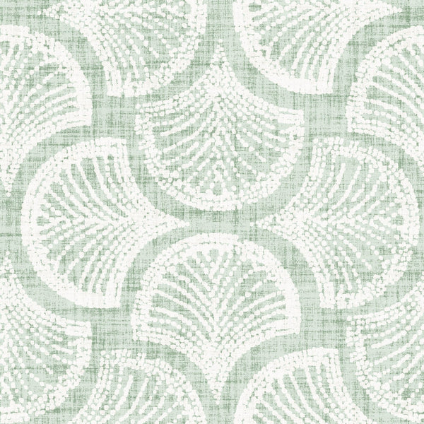 Powder Blue Ginkgo Fan Scallop Batik — sage green
