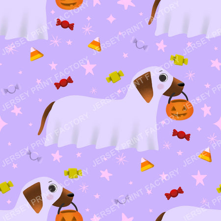 Trick Or Treat Dachshund Dog Halloweenie – Sheer Ghost On Lavender