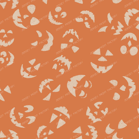 Jack-O-Lantern Faces / Halloween Pumpkin Face Pattern Cream and Orange