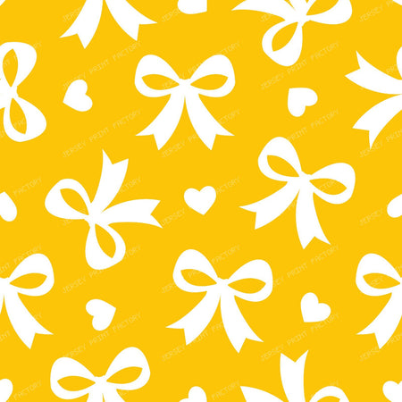 Bow Pattern, Coquette Bow, Ribbon, Cute Bow, White Bow, Hearts, Black — Yellow