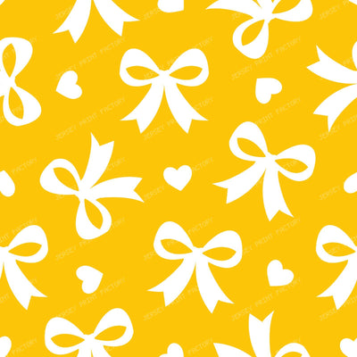Bow Pattern, Coquette Bow, Ribbon, Cute Bow, White Bow, Hearts, Black — Yellow