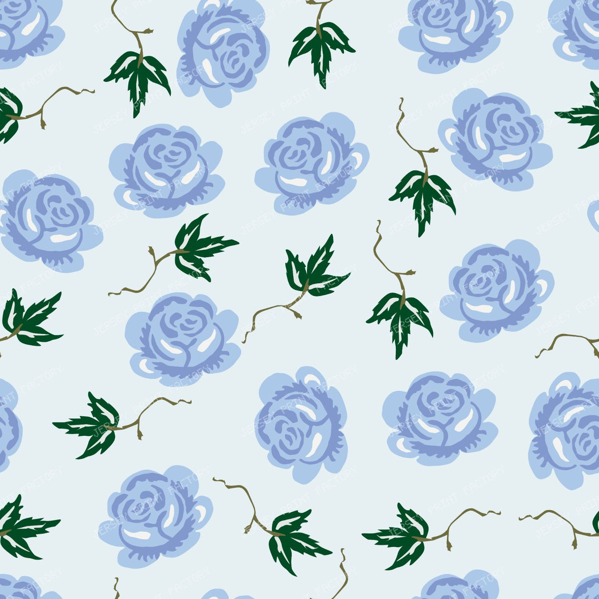 Blue Roses, Blue Flowers, Floral Pattern, Leaves, Boho — Blue 2