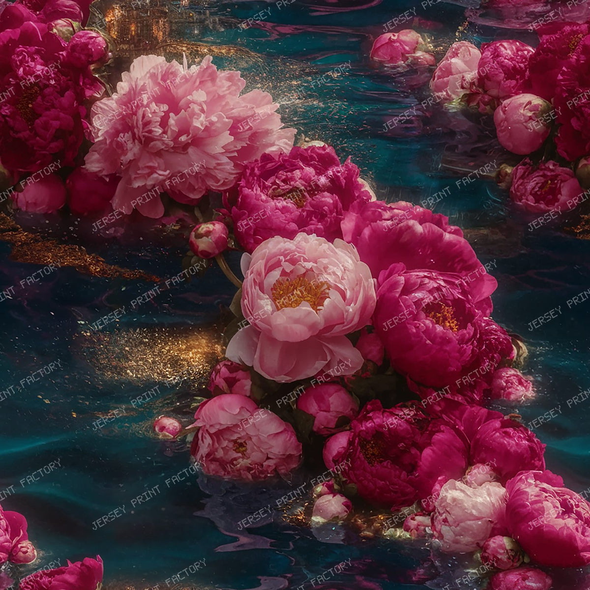Gothic Peonies Opulent flowers floating in water