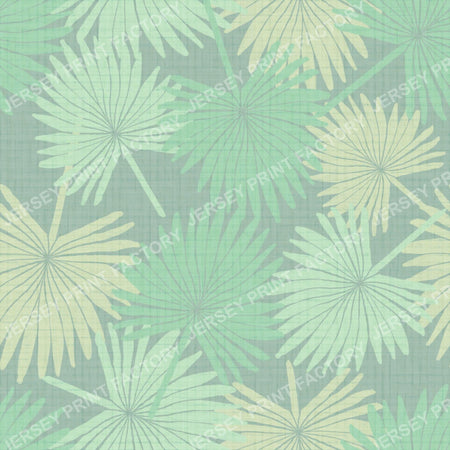 Retro tropical fan palm leaves faux grasscloth pastel green