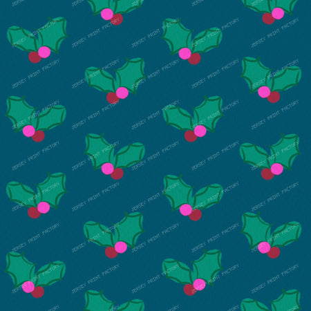 Christmas Holly on Purple — Teal